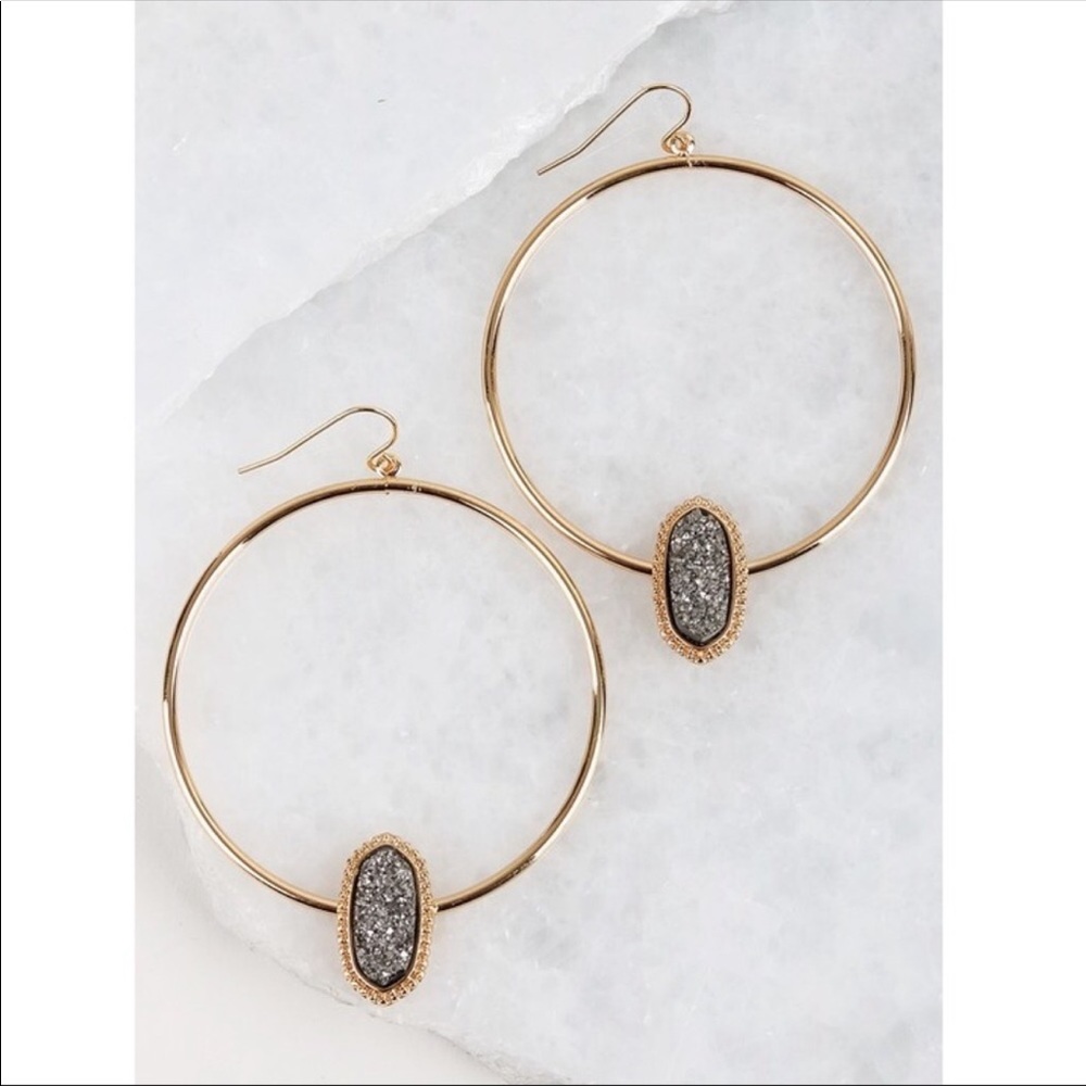 Druzy Circle Hoop Earrings